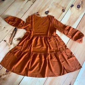 Burnt orange V-Neck Dress